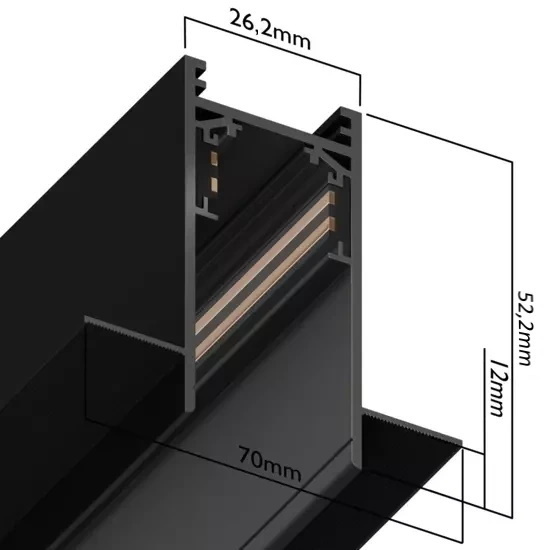 Трековая система встраиваемая MAGNETIC S20 48V 4TRA BLACK 1000x70x52mm