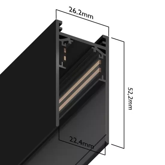 Трековая система универсальная MAGNETIC S20 48V 4TRA BLACK 1000x26x52mm