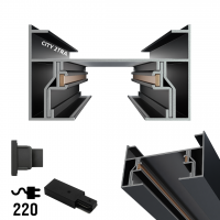 Трековая система серии CITY 2TRA | BLACK 2000x34x19mm | 220V