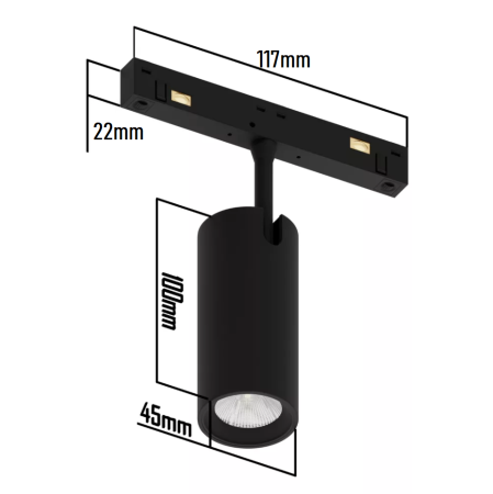 Светильник SPOT MAGNETIC S15 48V 15W 24° CRI90 OSRAM 3000-6000K TRIX | Черный корпус D45х100mm