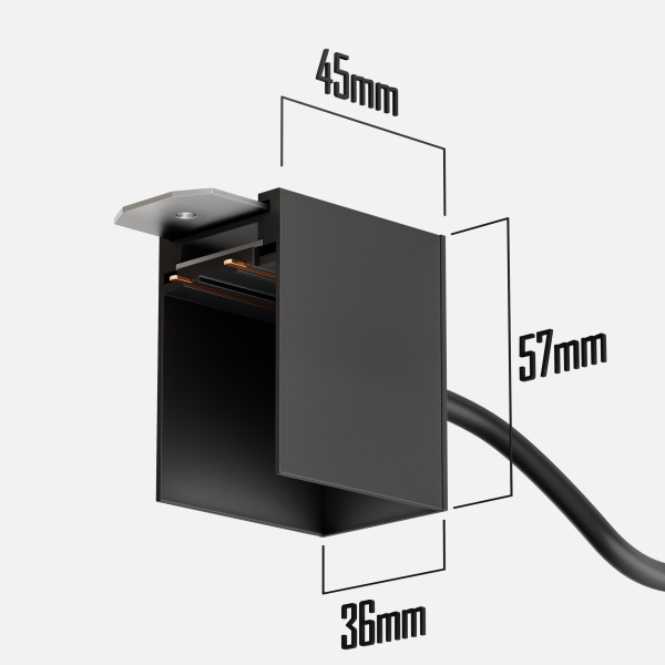 Коннектор питания для трековой системы S25 220V 2x контактный Black 32x57x45mm (провод L370mm) 