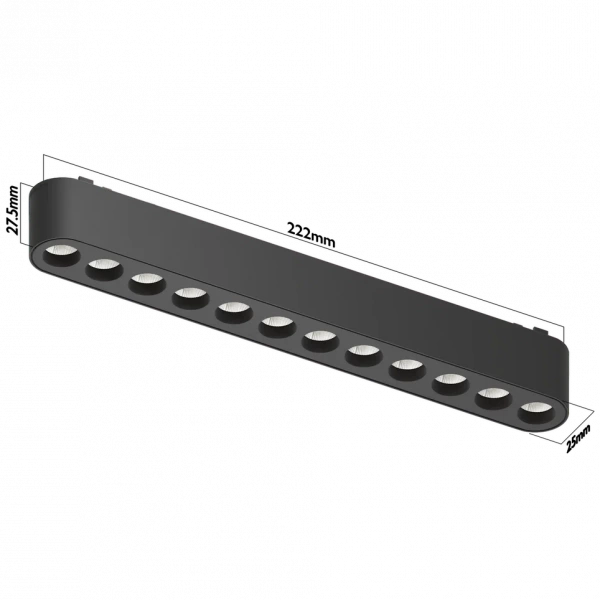 Светильник LINER BLACK MASK MAGNETIC Н5 48V 12W 36° 3000K OSRAM | White 222х25х25mm