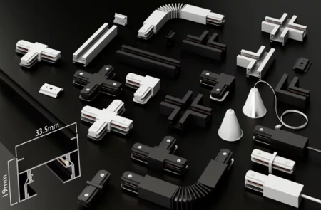 Трековая система серии CITY 2TRA | BLACK 1500x34x19mm | 220V