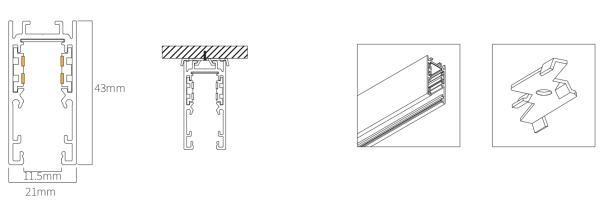 Трековая система универсальная MAGNETIC S10 48V 4TRA BLACK 3000x21x43mm