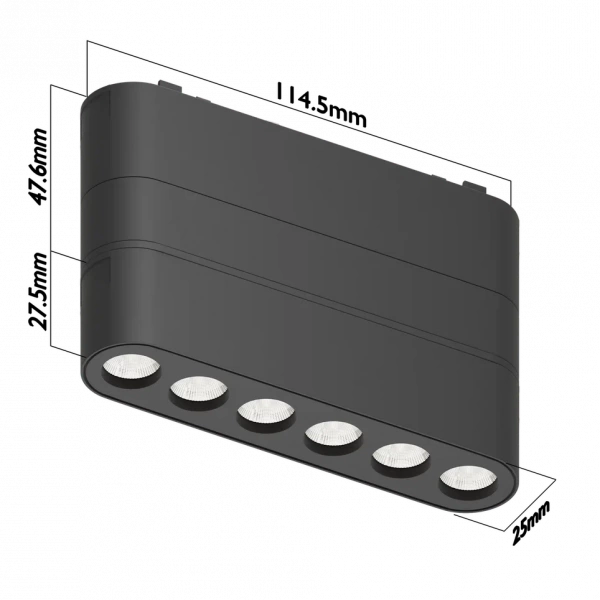 Cветильник BLACK BOOK MAGNETIC Н5 48V 6W 36° 4000K OSRAM | Black 115х25х75mm