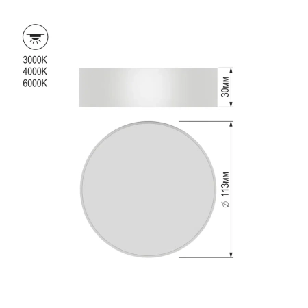 Светильник накладной RONDO 12W D113x30mm 3000К/4000K/6000К White