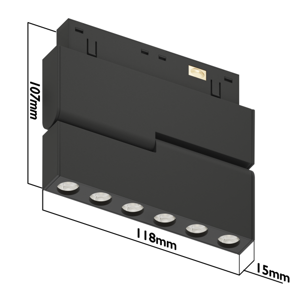 Светильник SPOT BLACK BOOK MAGNETIC S15 48V 6W 36° CRI90 OSRAM 4000K | Черный корпус L118хH100mm