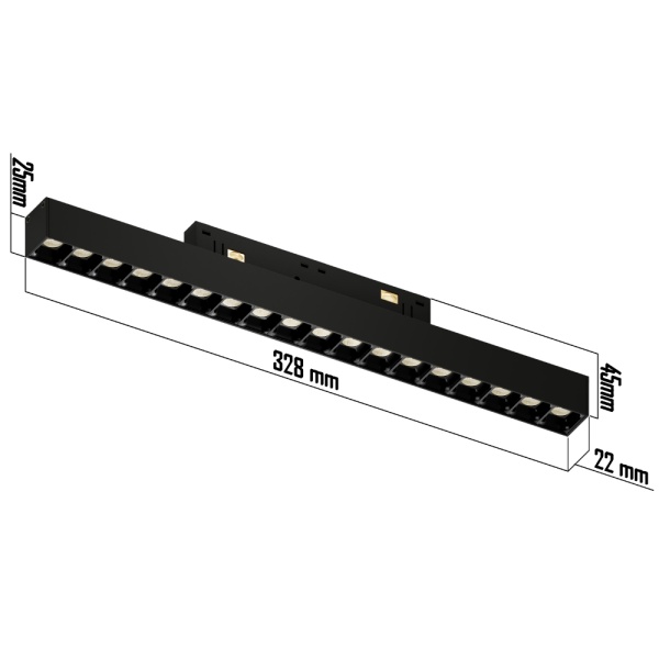 Светильник LINER BLACK MASK MAGNETIC S20 48V 18W 36° 3000K CRI90 OSRAM | Белый корпус L328mm