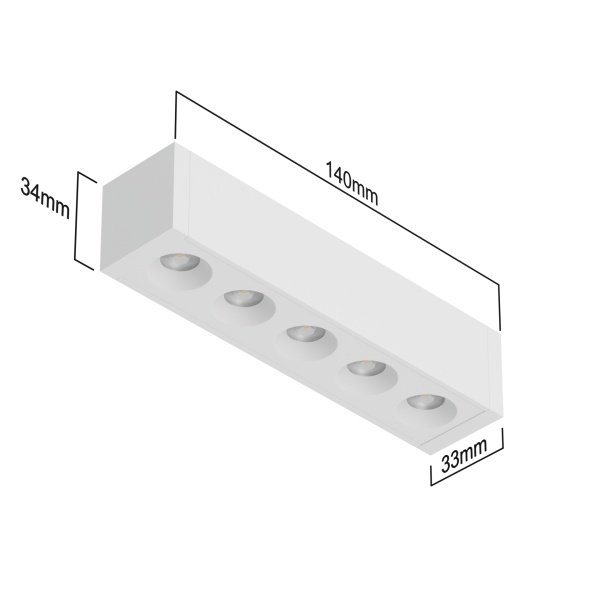 Светильник LINER M33 10W 4000K  CRI90 36° Белый корпус 140x34x33mm | 220V