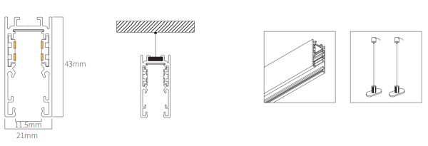 Трековая система универсальная MAGNETIC S10 48V 4TRA BLACK 3000x21x43mm